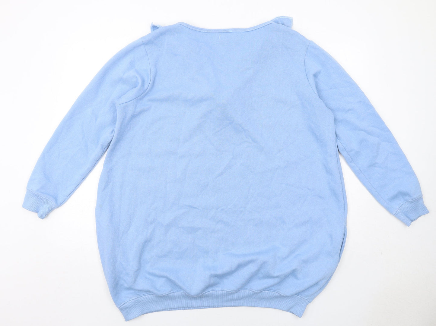 QED London Womens Blue Cotton Jumper Dress Size M Round Neck Pullover