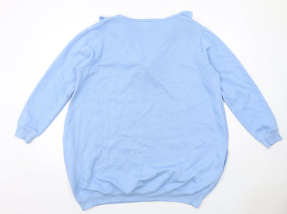 QED London Womens Blue Cotton Jumper Dress Size M Round Neck Pullover