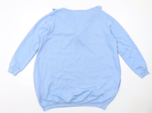 QED London Womens Blue Cotton Jumper Dress Size M Round Neck Pullover