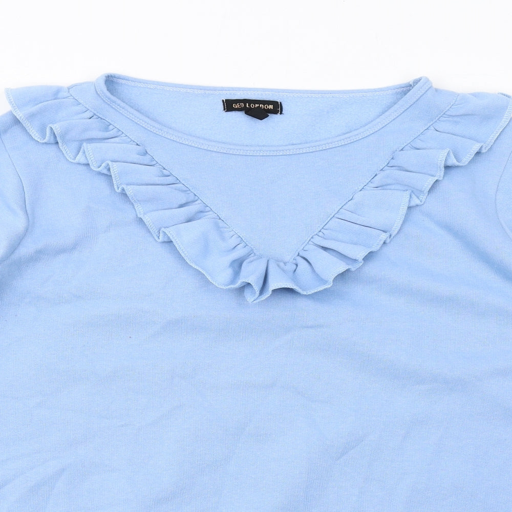 QED London Womens Blue Cotton Jumper Dress Size M Round Neck Pullover