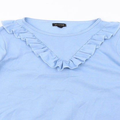 QED London Womens Blue Cotton Jumper Dress Size M Round Neck Pullover