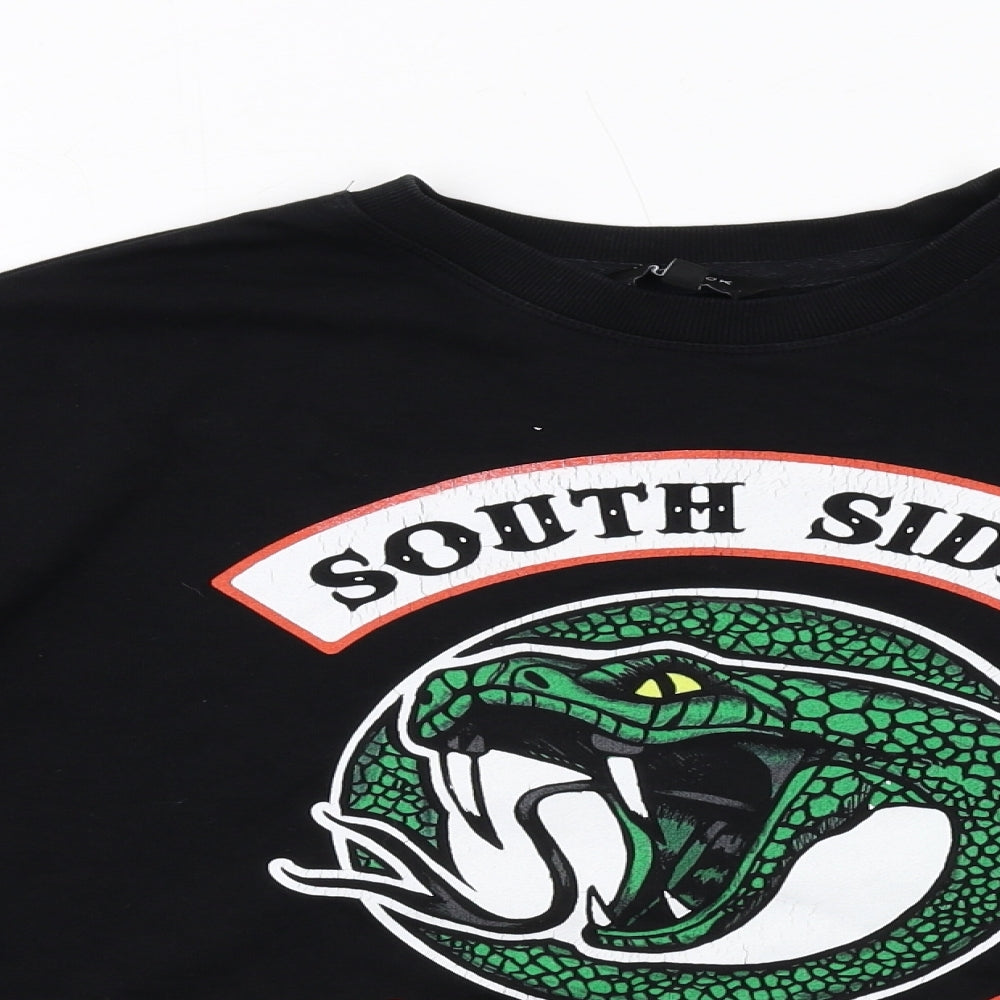 New Look Womens Black Cotton Pullover Sweatshirt Size 6 Pullover - South Side Serpents