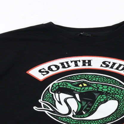 New Look Womens Black Cotton Pullover Sweatshirt Size 6 Pullover - South Side Serpents