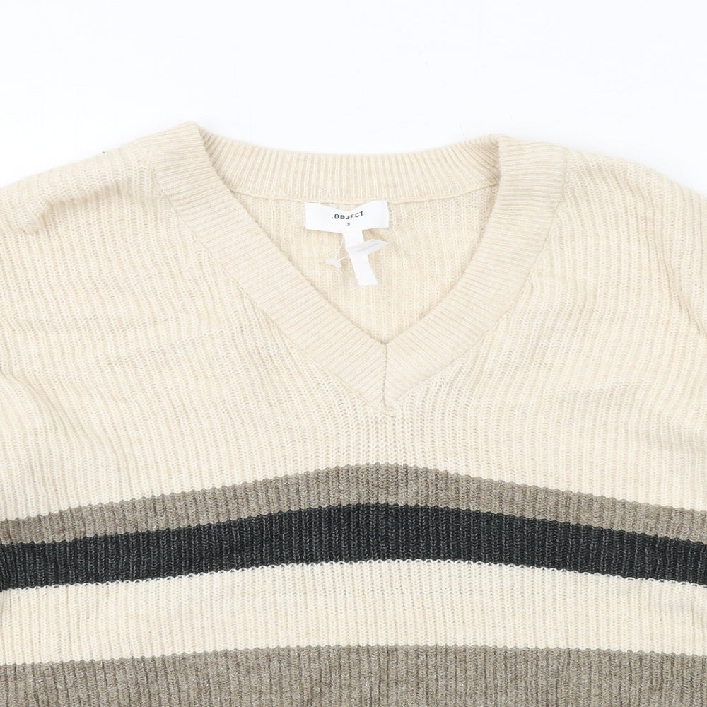 Womens UK Size S OBJECT Beige Pullover Jumper