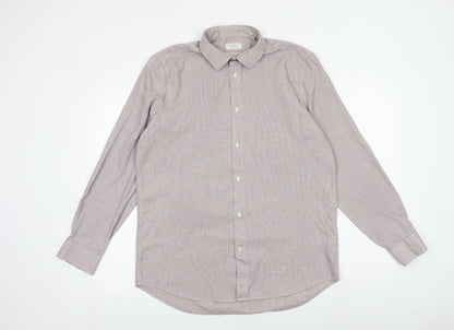 NEXT Mens Red Polyester Button-Up Size 16 Collared Button