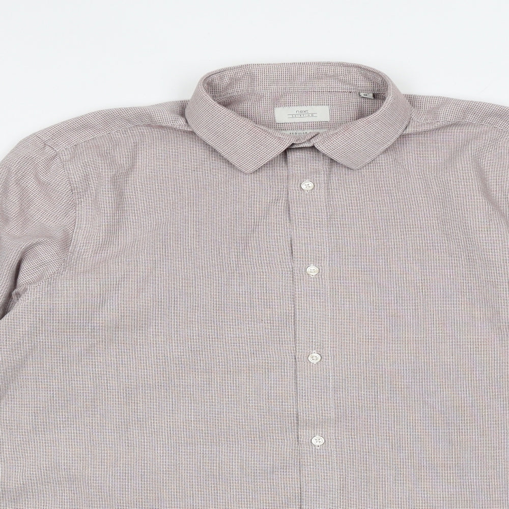 NEXT Mens Red Polyester Button-Up Size 16 Collared Button