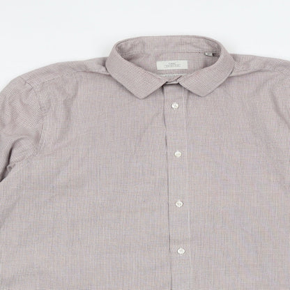 NEXT Mens Red Polyester Button-Up Size 16 Collared Button