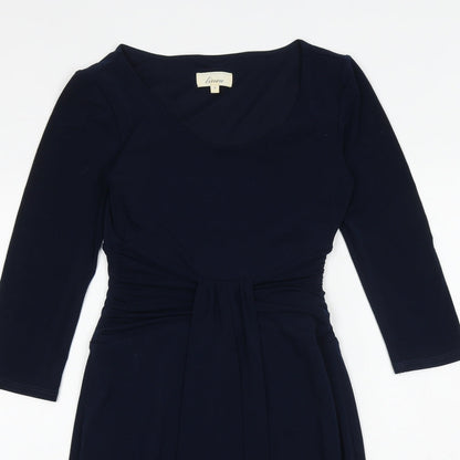 Linea Womens Blue Polyester Sheath Size 8 V-Neck Tie
