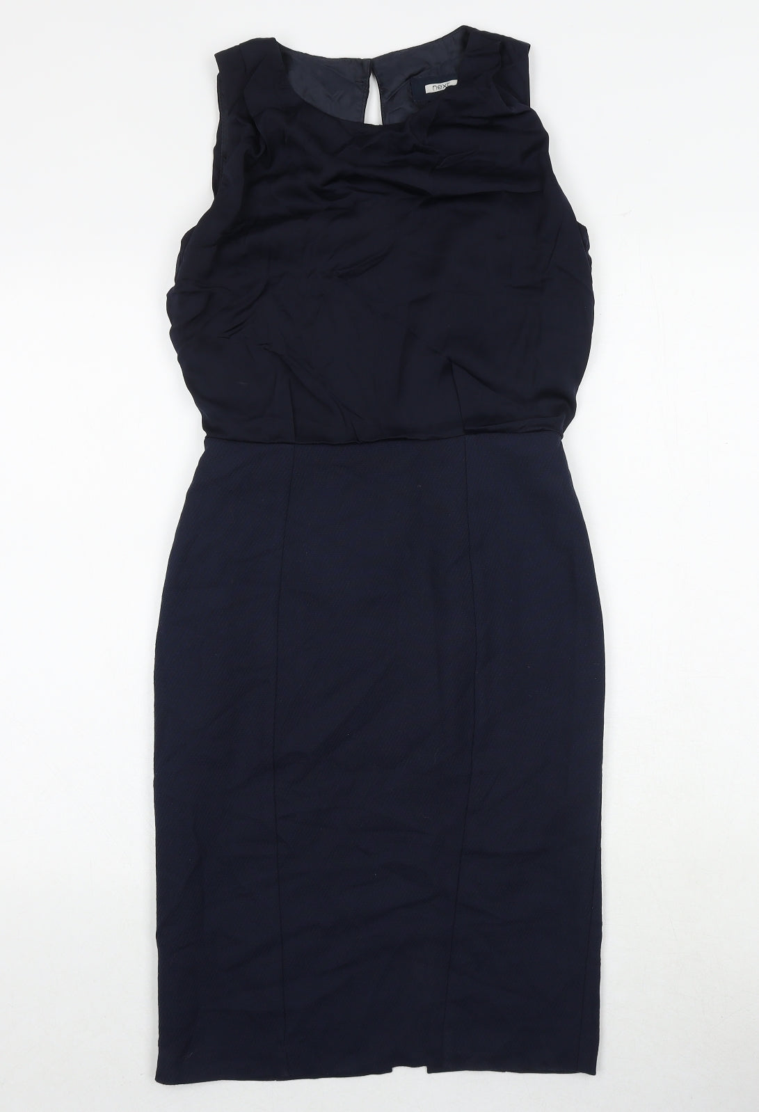 NEXT Womens Black Polyester Pencil Dress Size 6 Boat Neck Zip