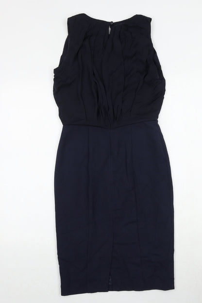 NEXT Womens Black Polyester Pencil Dress Size 6 Boat Neck Zip
