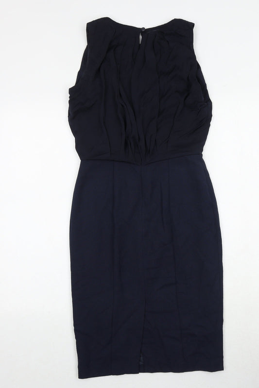 NEXT Womens Black Polyester Pencil Dress Size 6 Boat Neck Zip
