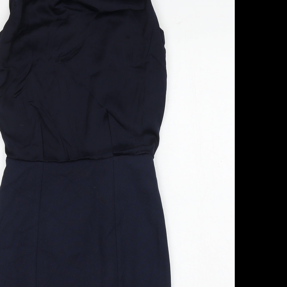 NEXT Womens Black Polyester Pencil Dress Size 6 Boat Neck Zip