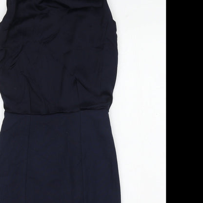 NEXT Womens Black Polyester Pencil Dress Size 6 Boat Neck Zip