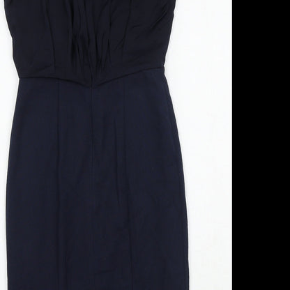 NEXT Womens Black Polyester Pencil Dress Size 6 Boat Neck Zip