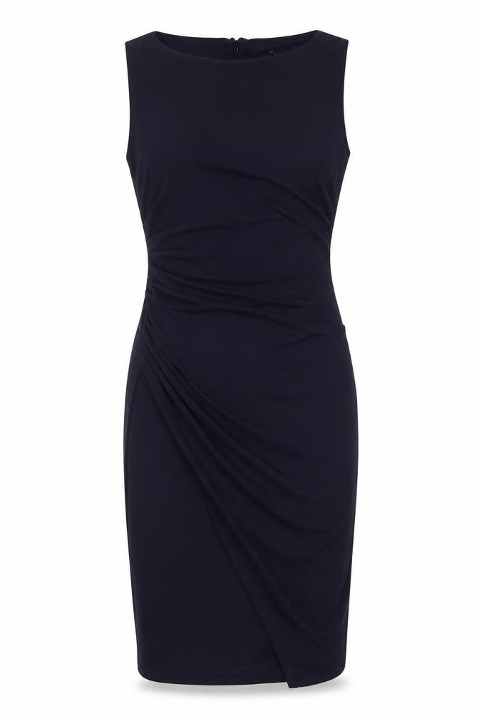 NEXT Womens Blue Polyester Sheath Size 6 Boat Neck Button