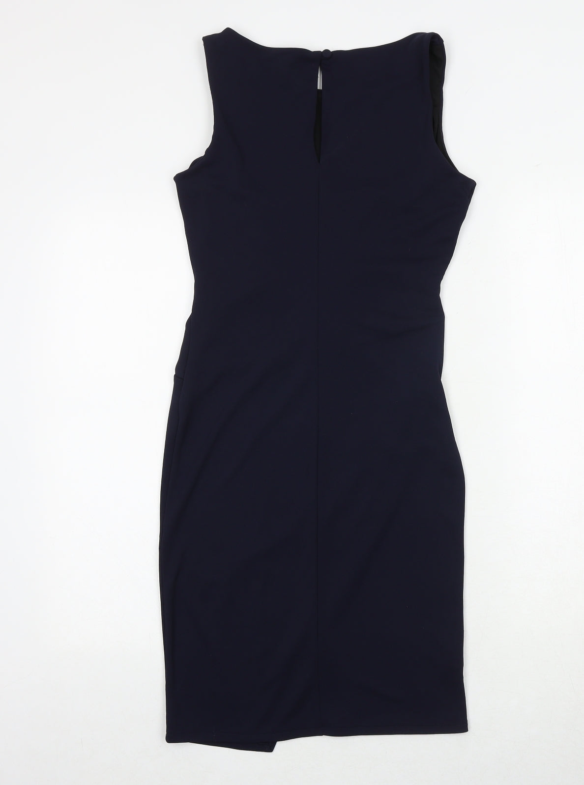 NEXT Womens Blue Polyester Sheath Size 6 Boat Neck Button