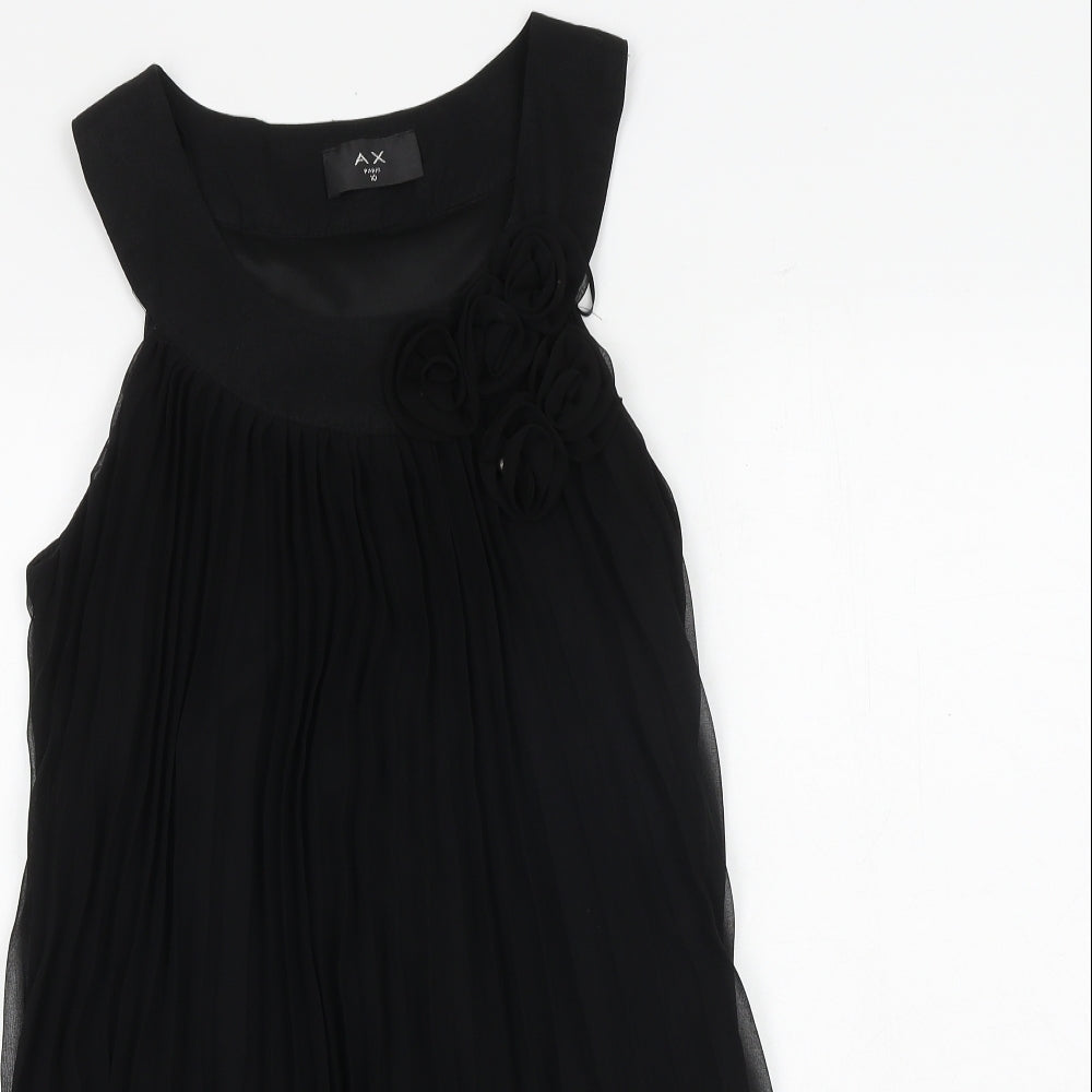 AX Paris Womens Black Polyester A-Line Size 10 Boat Neck Pullover