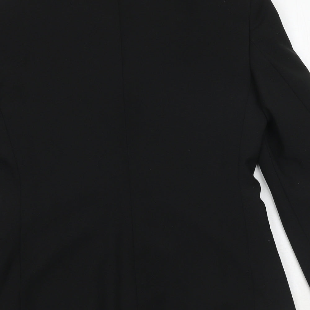 United Colors of Benetton Womens Black Polyester Jacket Suit Jacket Size 14