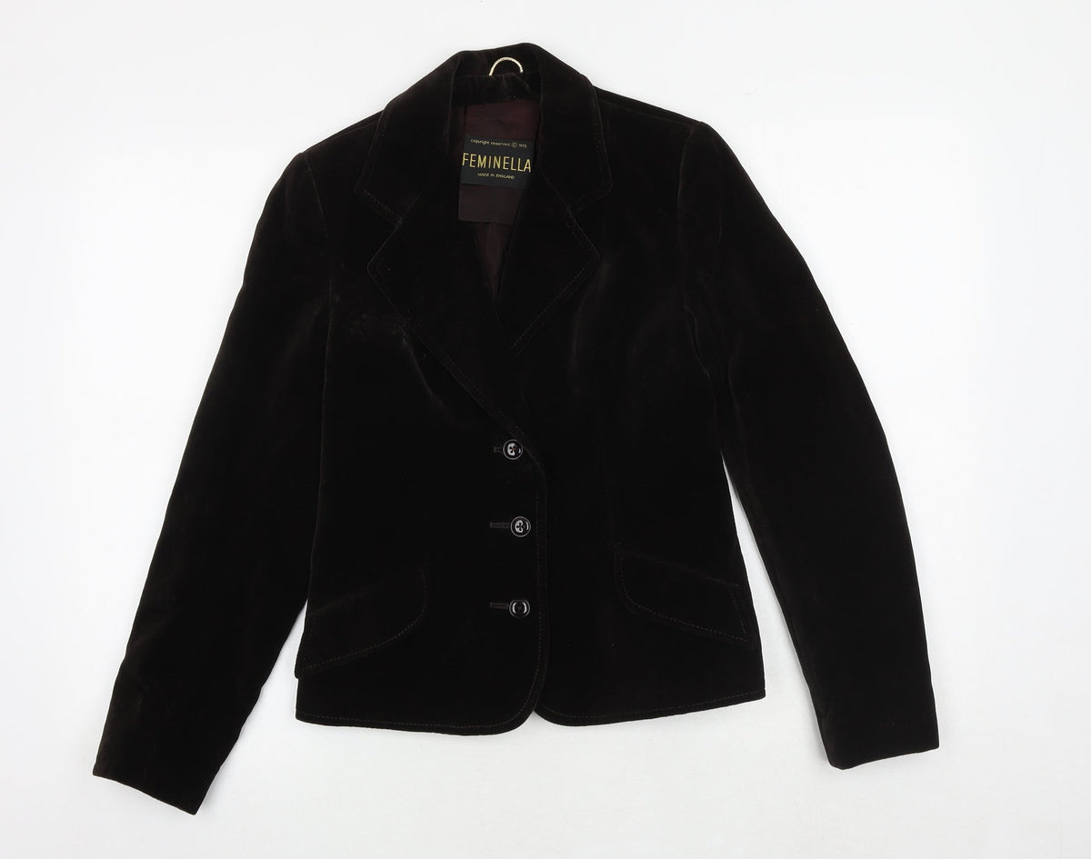 Feminella Womens Brown Jacket Blazer Size 10 Button