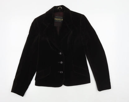 Feminella Womens Brown Jacket Blazer Size 10 Button