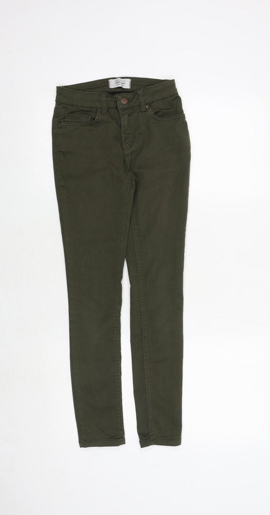New Look Womens Green Cotton Skinny Jeans Size 6 Slim Zip