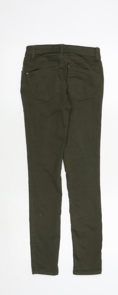 New Look Womens Green Cotton Skinny Jeans Size 6 Slim Zip