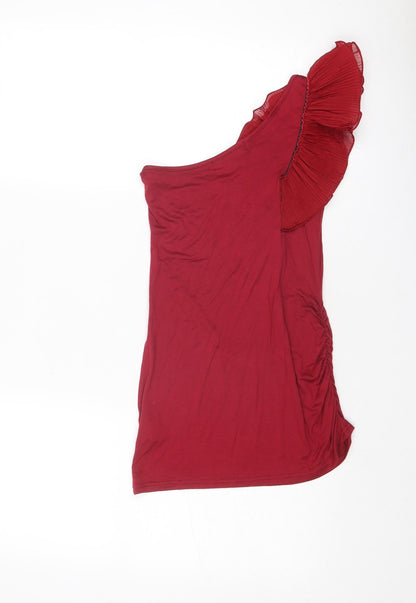 Womens UK Size 6 Miso Red Basic T-Shirt