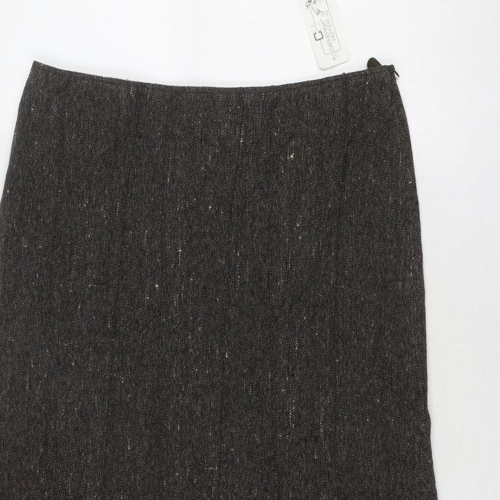 Catherina Hepfer Womens Brown Viscose Swing Skirt Size 12 Zip