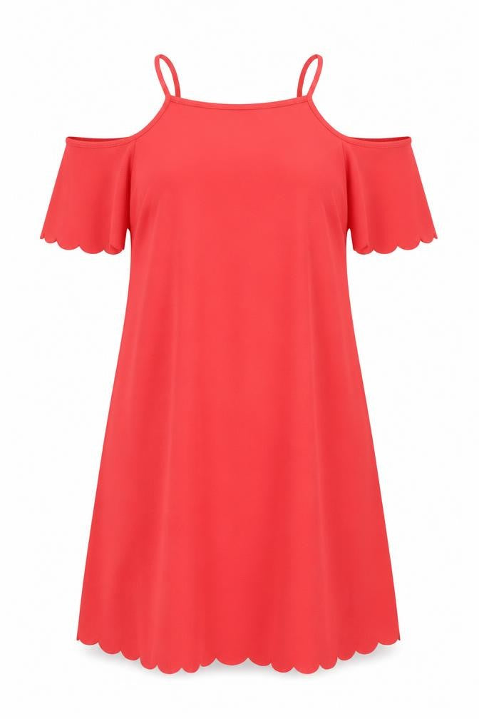 Select Womens Pink Polyester A-Line Size 14 Round Neck Pullover - Scalloped