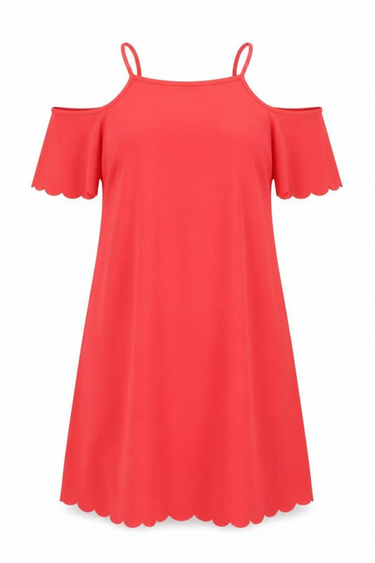 Select Womens Pink Polyester A-Line Size 14 Round Neck Pullover - Scalloped
