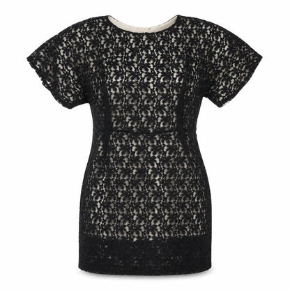 Topshop Womens Black Geometric Polyester Shift Size 10 Round Neck Button