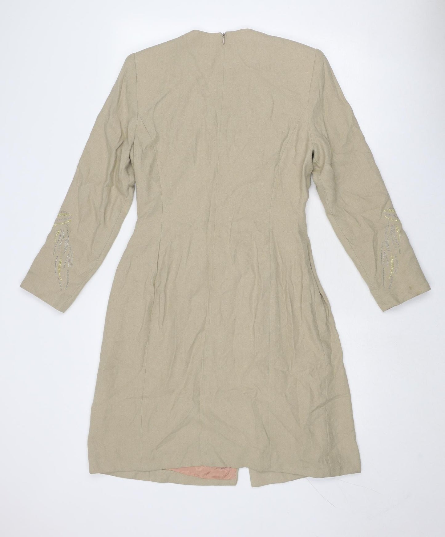 Kasper Womens Beige Polyester Jacket Dress Size 6 V-Neck Zip