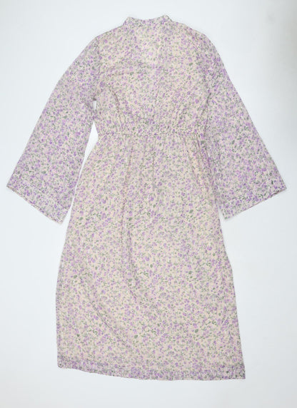 River Island Womens Pink Floral Polyester Maxi Size 10 V-Neck Pullover