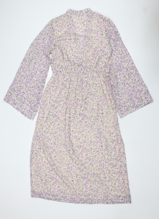 River Island Womens Pink Floral Polyester Maxi Size 10 V-Neck Pullover