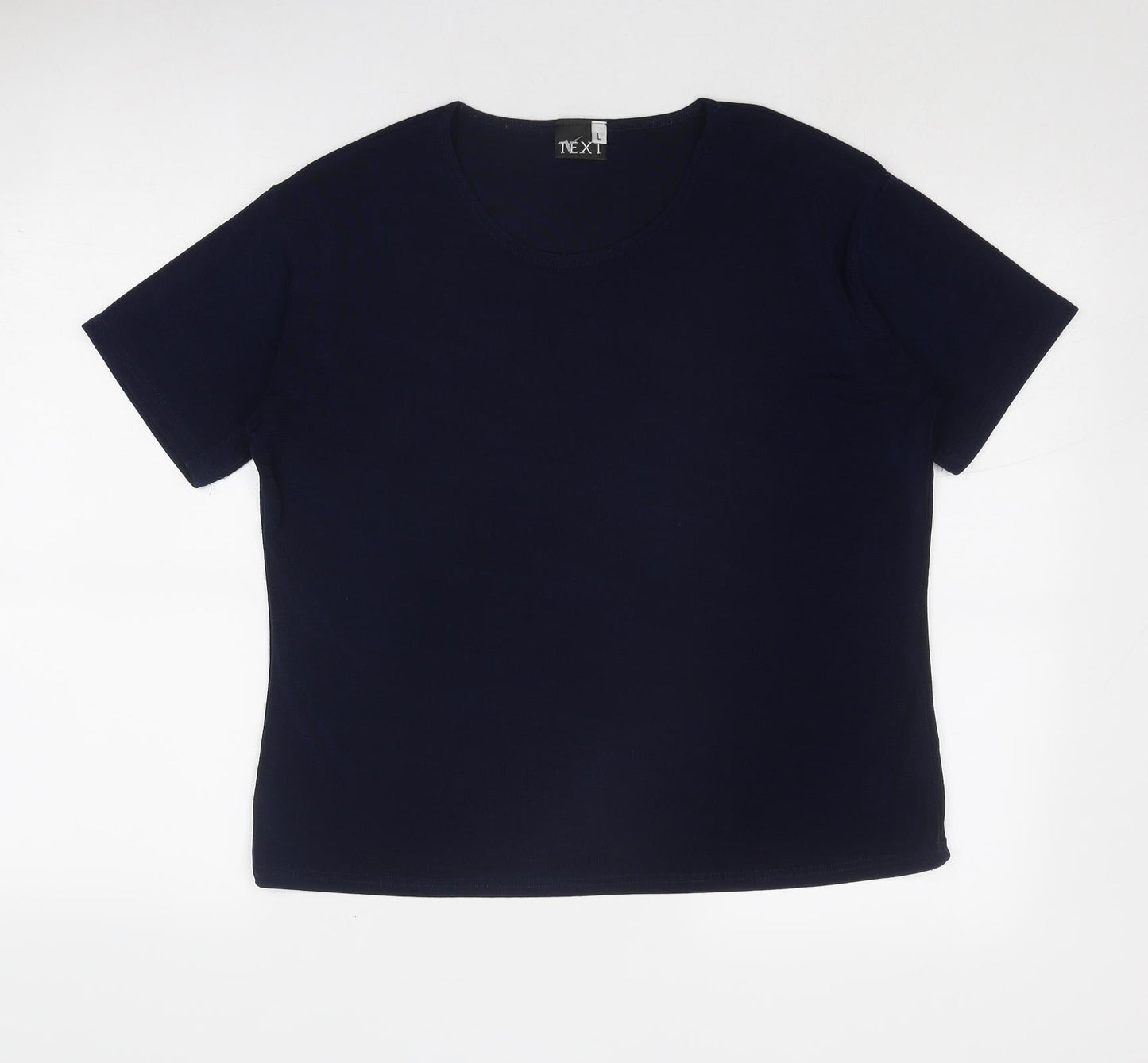 Womens UK Size L TEXT Blue Basic T-Shirt