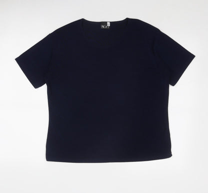 Womens UK Size L TEXT Blue Basic T-Shirt