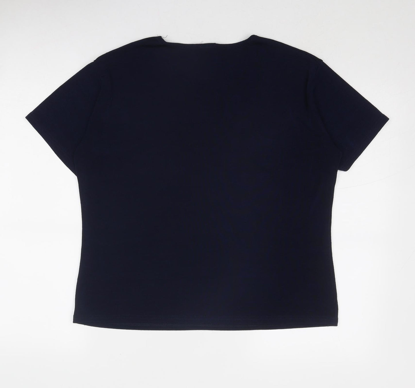Womens UK Size L TEXT Blue Basic T-Shirt