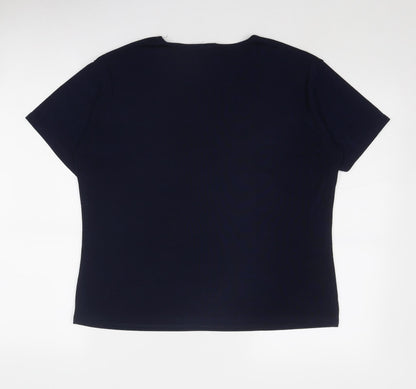 Womens UK Size L TEXT Blue Basic T-Shirt