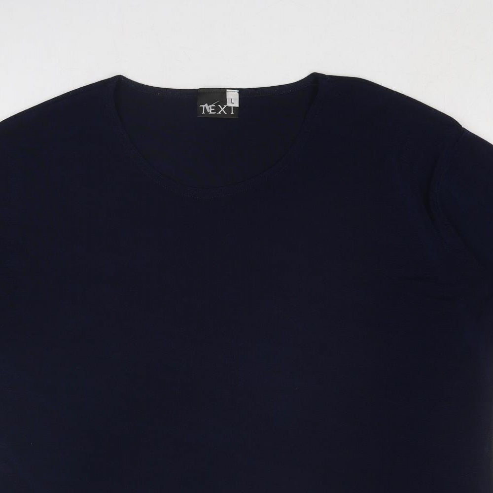 Womens UK Size L TEXT Blue Basic T-Shirt