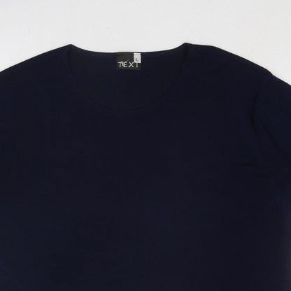 Womens UK Size L TEXT Blue Basic T-Shirt