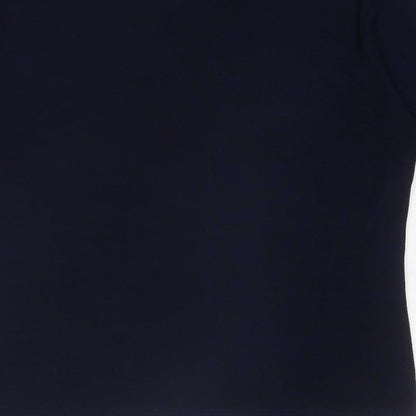 Womens UK Size L TEXT Blue Basic T-Shirt