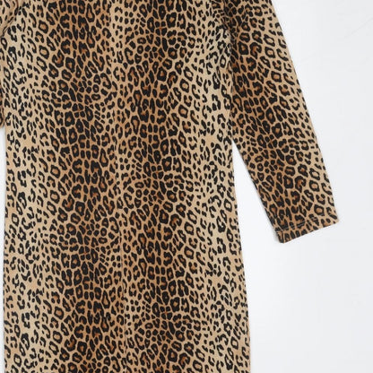FOREVER 21 Womens Brown Animal Print Viscose A-Line Size S Round Neck Pullover - Leopard Pattern