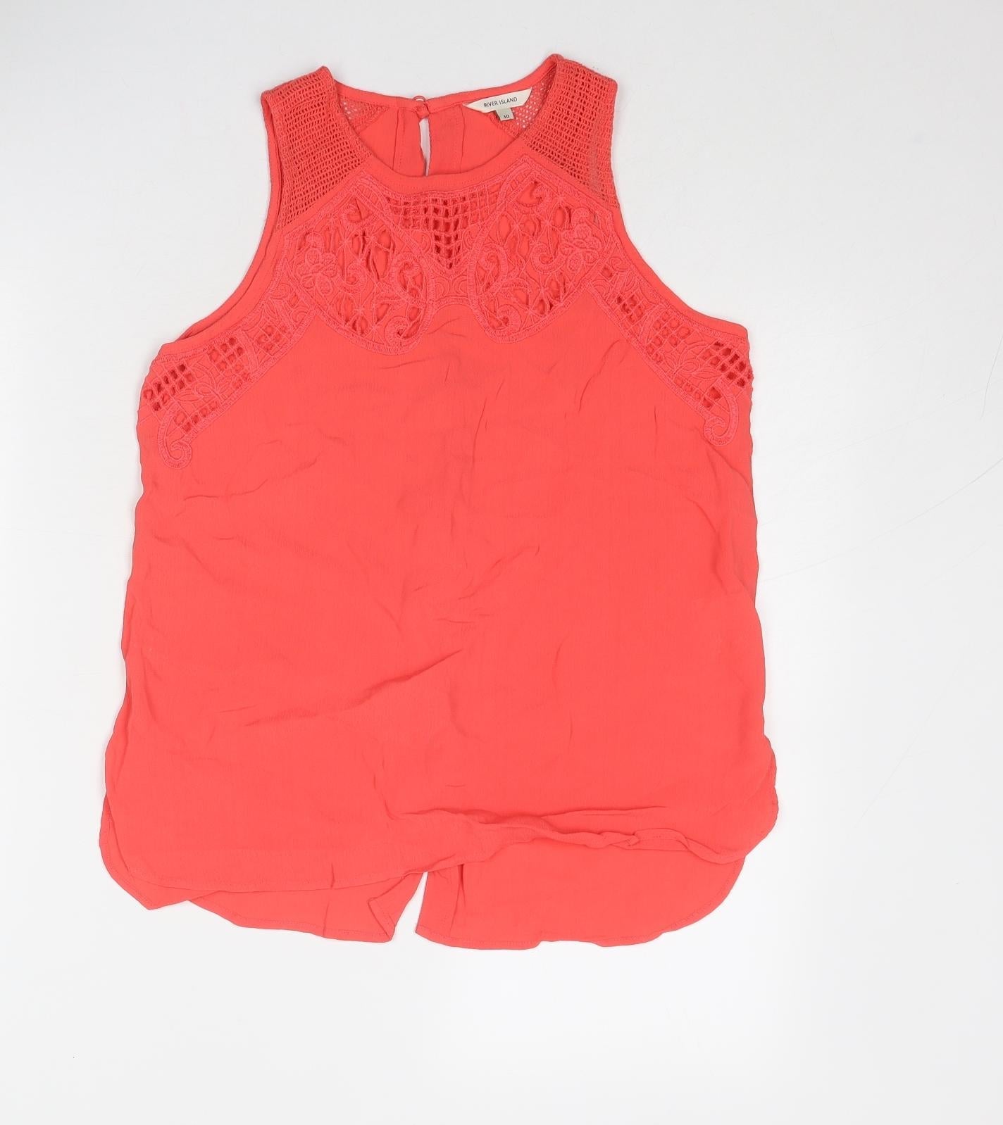 Womens UK Size 10 River Island Pink Basic Tank