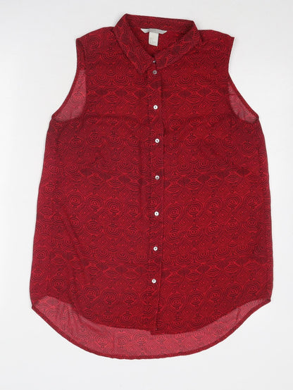 Womens UK Size 8 H&M Red Basic Button-Up