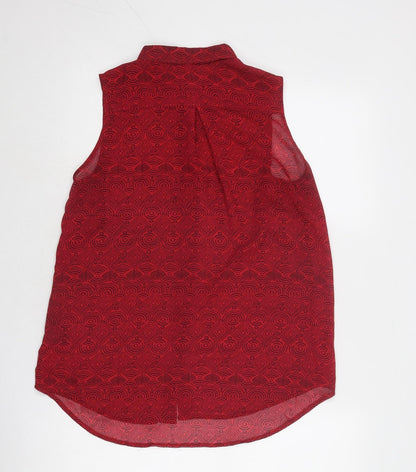 Womens UK Size 8 H&M Red Basic Button-Up