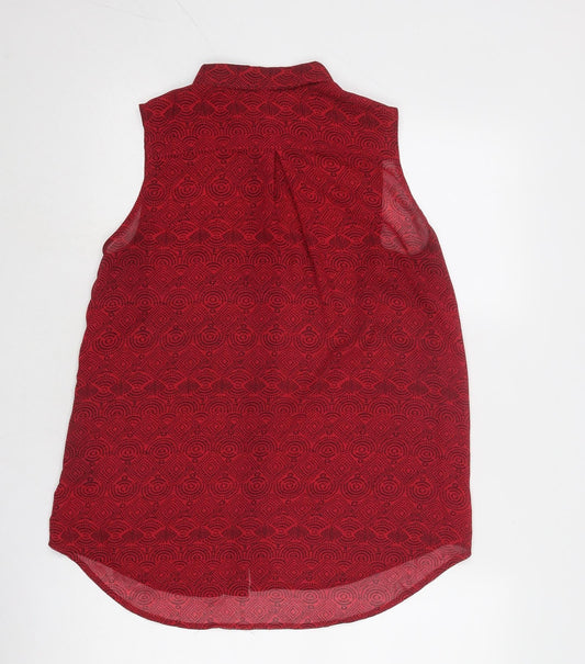Womens UK Size 8 H&M Red Basic Button-Up