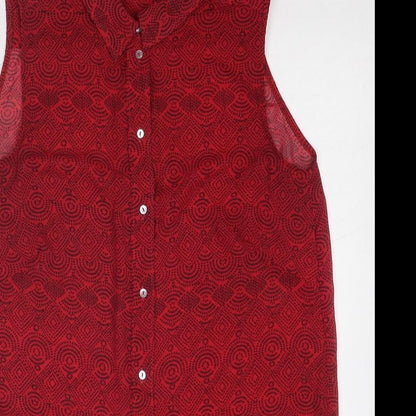 Womens UK Size 8 H&M Red Basic Button-Up