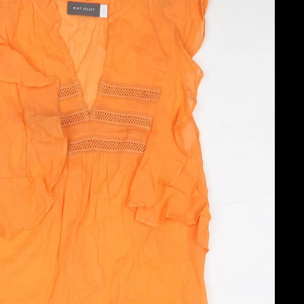 Womens UK Size 6 Mint Velvet Orange Basic Blouse