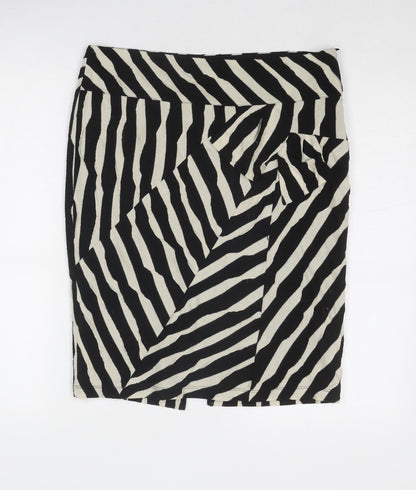 Per Una Womens Black Geometric Polyester A-Line Skirt Size 12 Zip