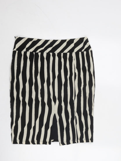 Per Una Womens Black Geometric Polyester A-Line Skirt Size 12 Zip